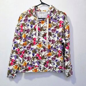 Stateside Medium 100% Cotton Floral Hooded Sweatshirt Drawstring